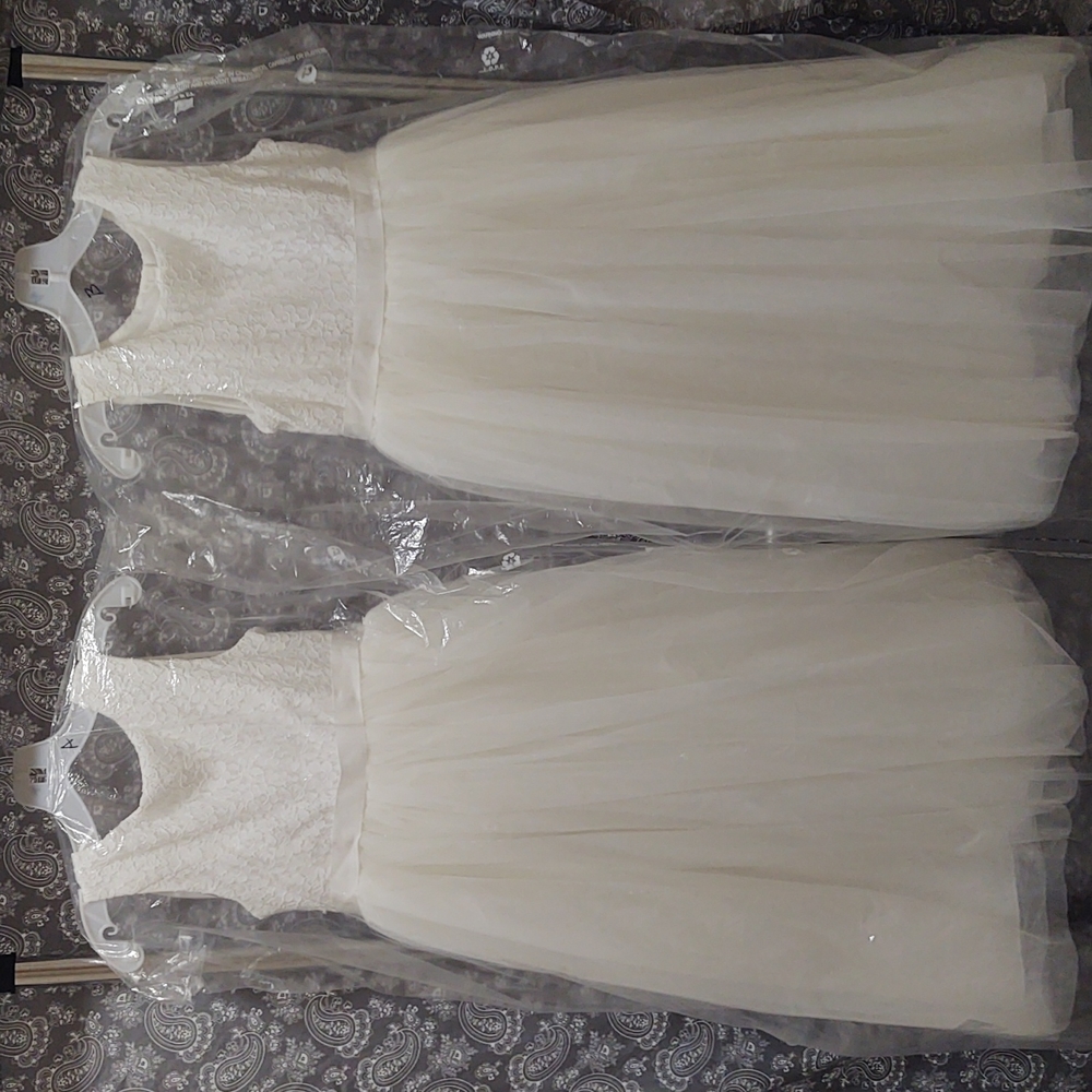 David's Bridal Lace and Mesh Tank Flower Girl Dresses size 8